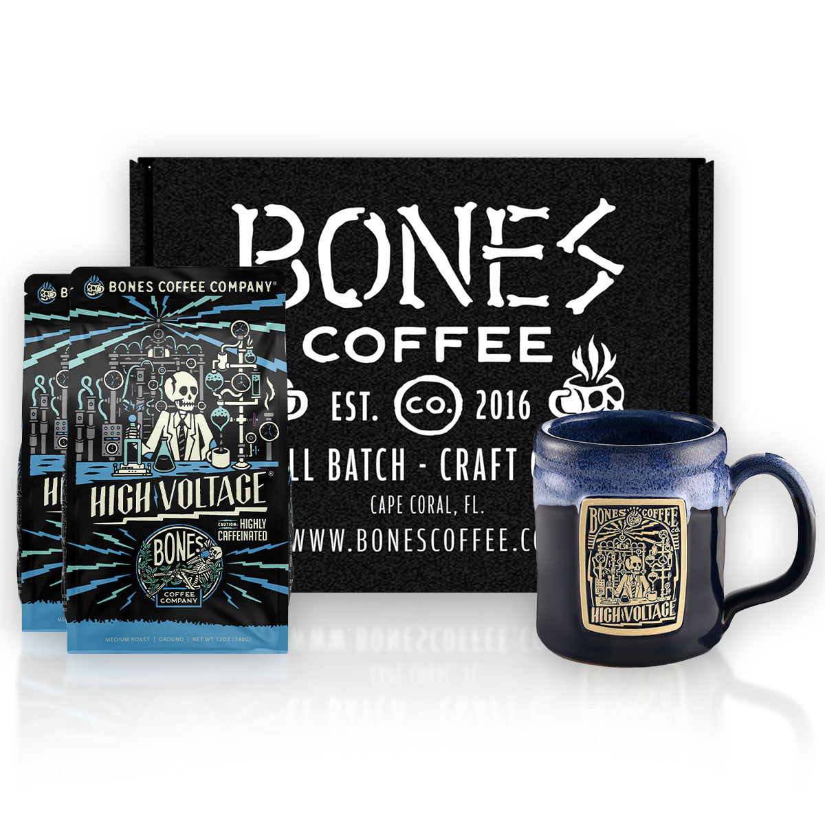 High Voltage Coffee And Mug Bundle Bones Coffee Company